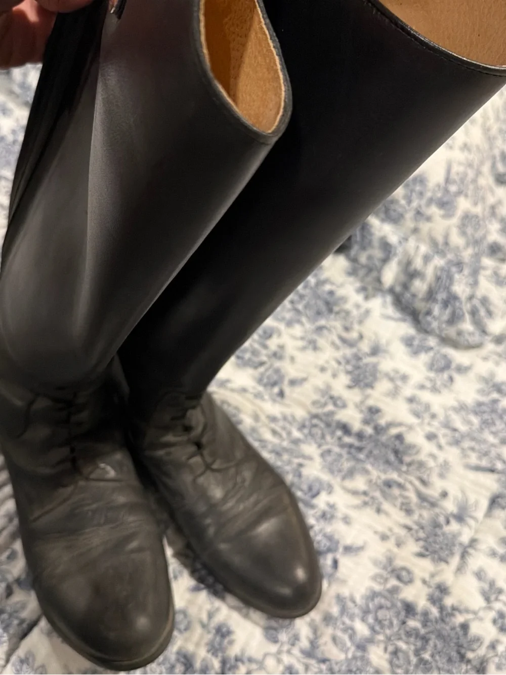 Classic Over-the-Knee Black Leather Riding Boots